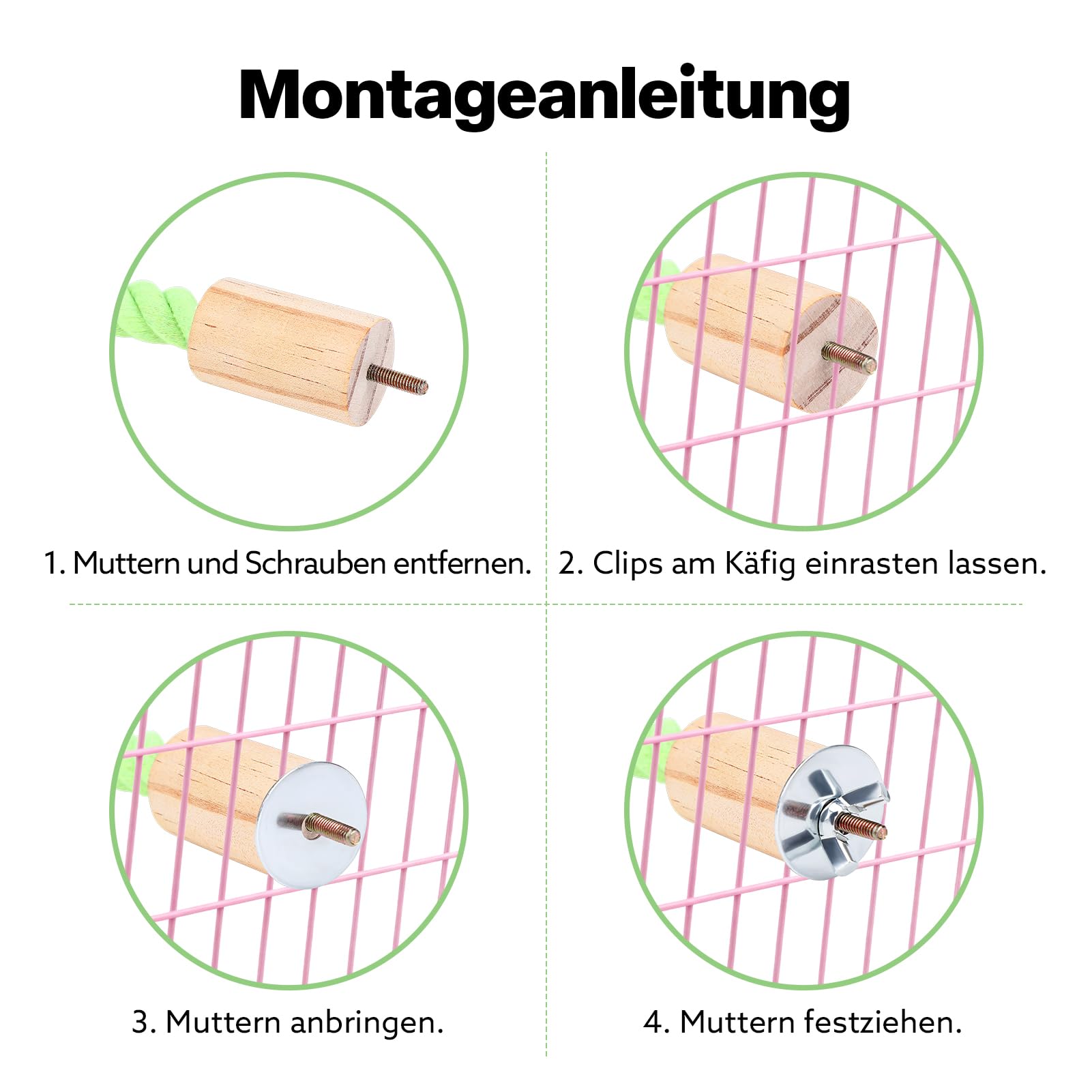 Lot de 2 cordes de chanvre pour oiseaux, 100 cm, accessoires de support de cage à oiseaux, renfort en fil de fer malléable, convient pour perroquets, perruches, calopsittes et plus encore