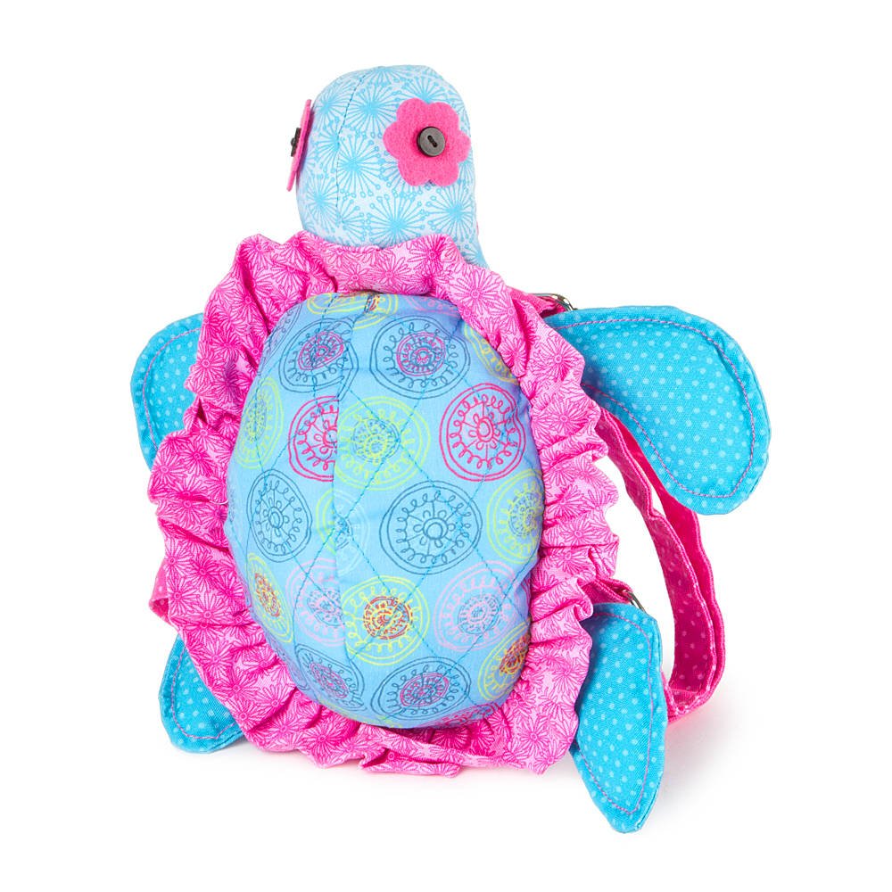 Claire's Girl's Pink and Blue Fabric Turtle Backpack