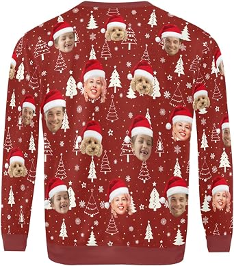 Personalized Ugly Christmas Sweater Men, Custom Sweatshirt Hoodie Women Party