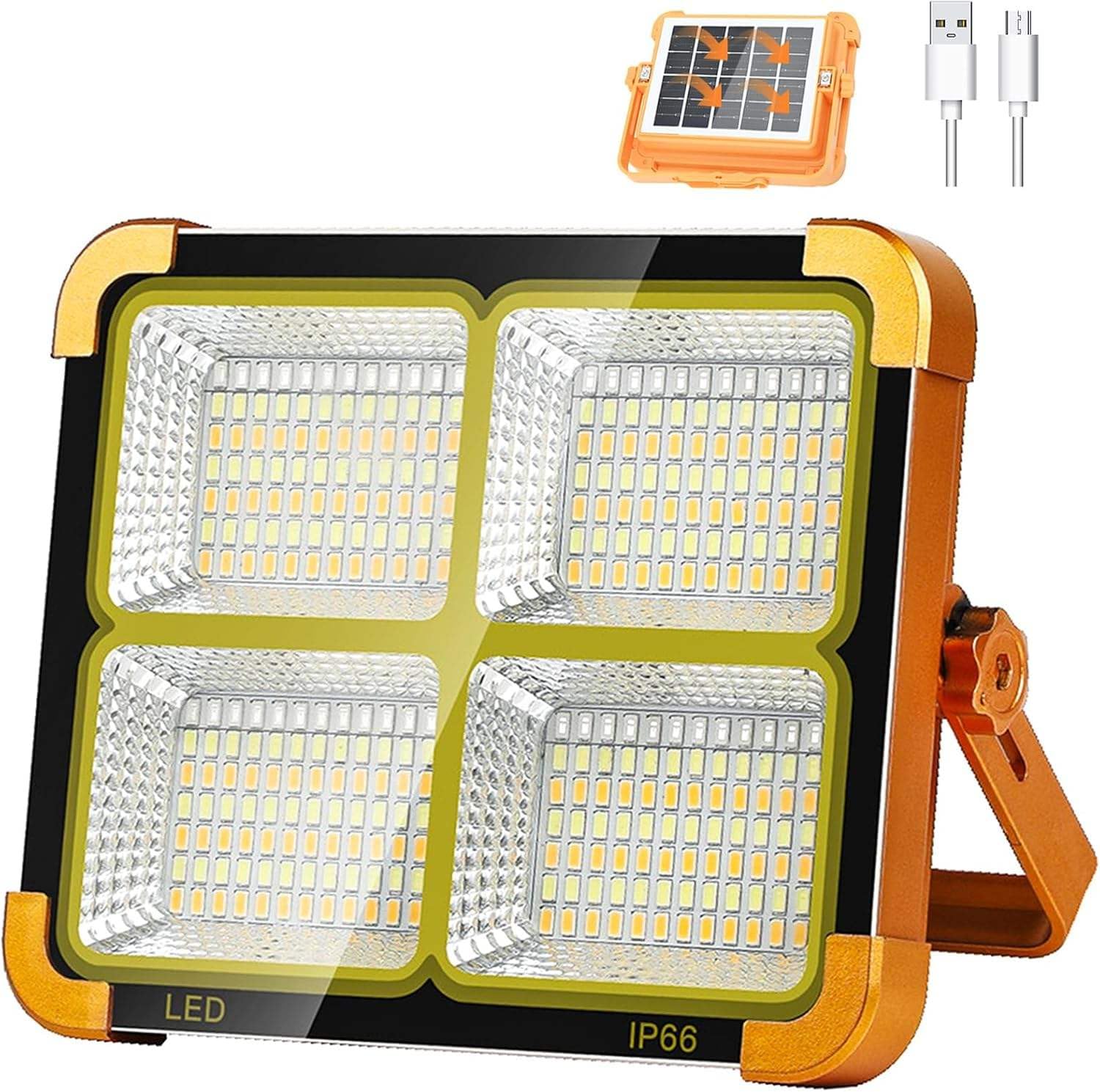 Best USB & Solar Rechargeable LED Flood Light - 288 LED's Solar Light IP66 Waterproof Outdoor Light for Garden, Camping, Garage, and Emergency Use Solar Power Outdoor Working Light