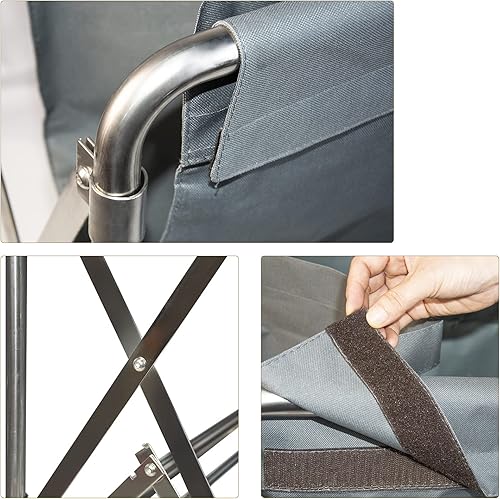 Miniatura 5 de Bimiti Cesta plegable para ropa sucia, carrito de lavandería comercial con ruedas enrollables y bloqueables, carrito plegable de acero inoxidable
