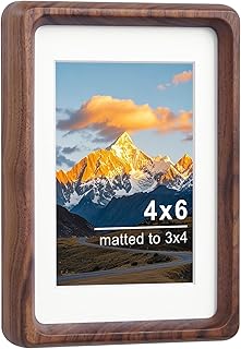 4x6 Natural Walnut Picture Frame, Handmade Photo Frame, Display 3x4 Picture with Mat or 4x6 Without Mat, Tabletop Display and Wall Hanging