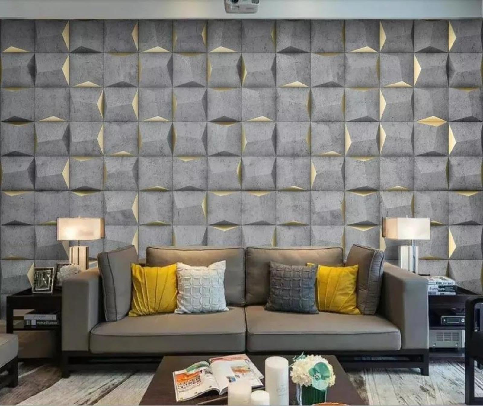 Papier peint mural 3d simple gris en tissu non tissé pour mur de salon et chambre