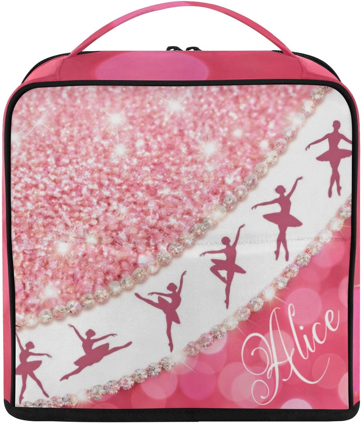 Personalized Pink Ballet Glow Stand Up Toiletry Bag Makeup Brush Organizer