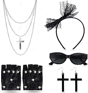Oerphh 80s Retro Party Set 7PCS 80s Fancy Dress Costume Acce