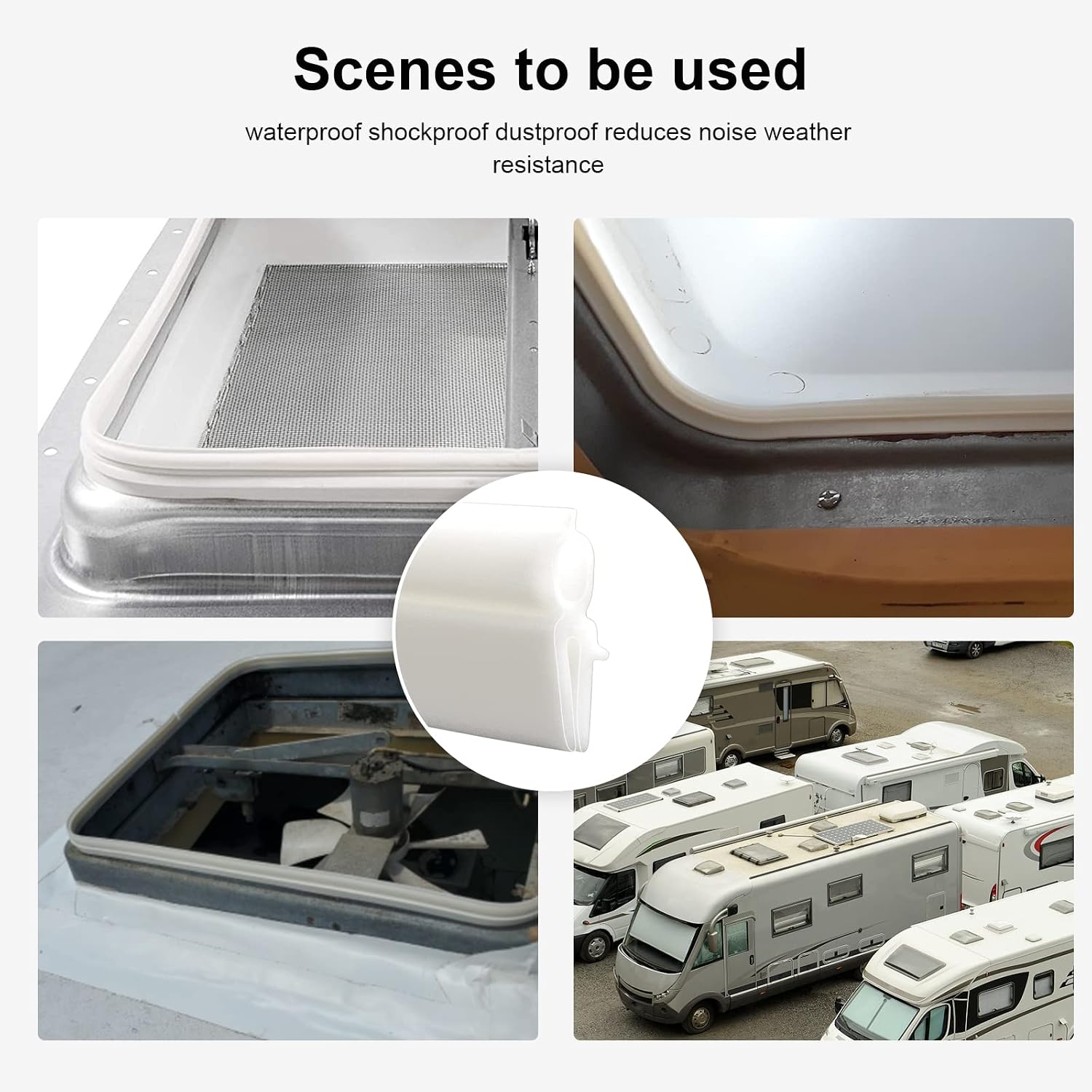 Rv Roof Vent Seal Vinyl Seal Rv Sealfor Ventline, Hengs and Camco Roof Vents (59INCH, White)