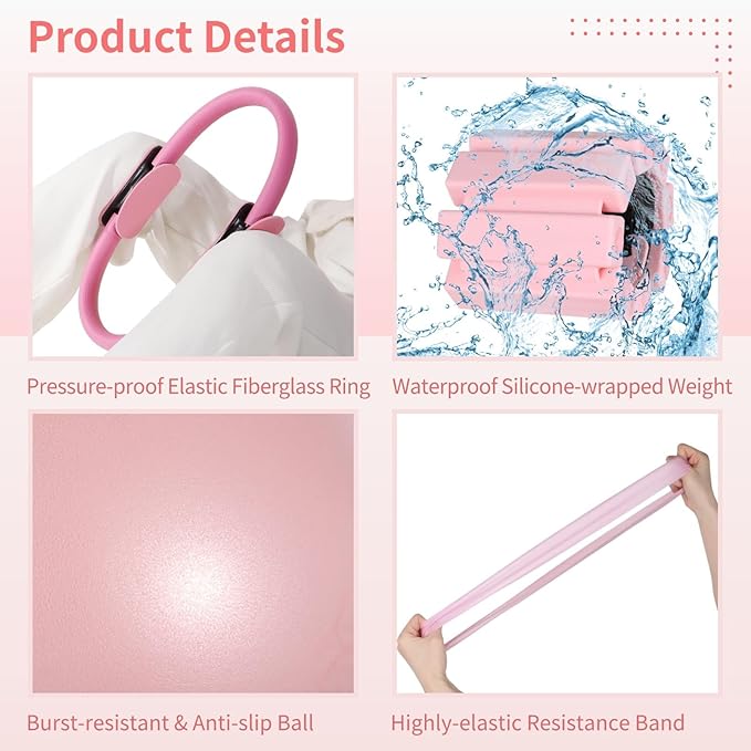 Kit de Pilates para Mujeres con Aro, Pelota, Pesas y Bandas miniatura 3