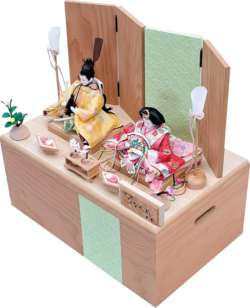 雛人形 木村一秀作 江戸木目込み人形 親王飾り 会津曙塗り収納セット