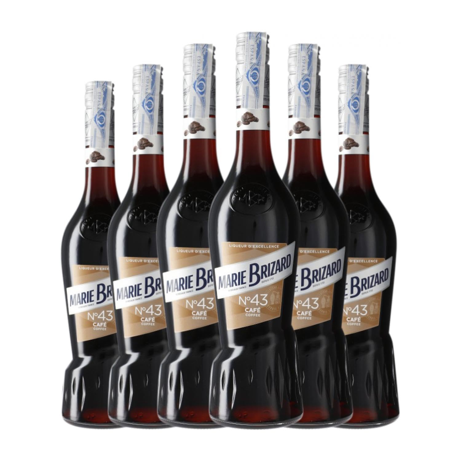 Licores Marie Brizard Crema Café Licor de Café 70 cl (Caja de 6 Botellas de 70 cl)
