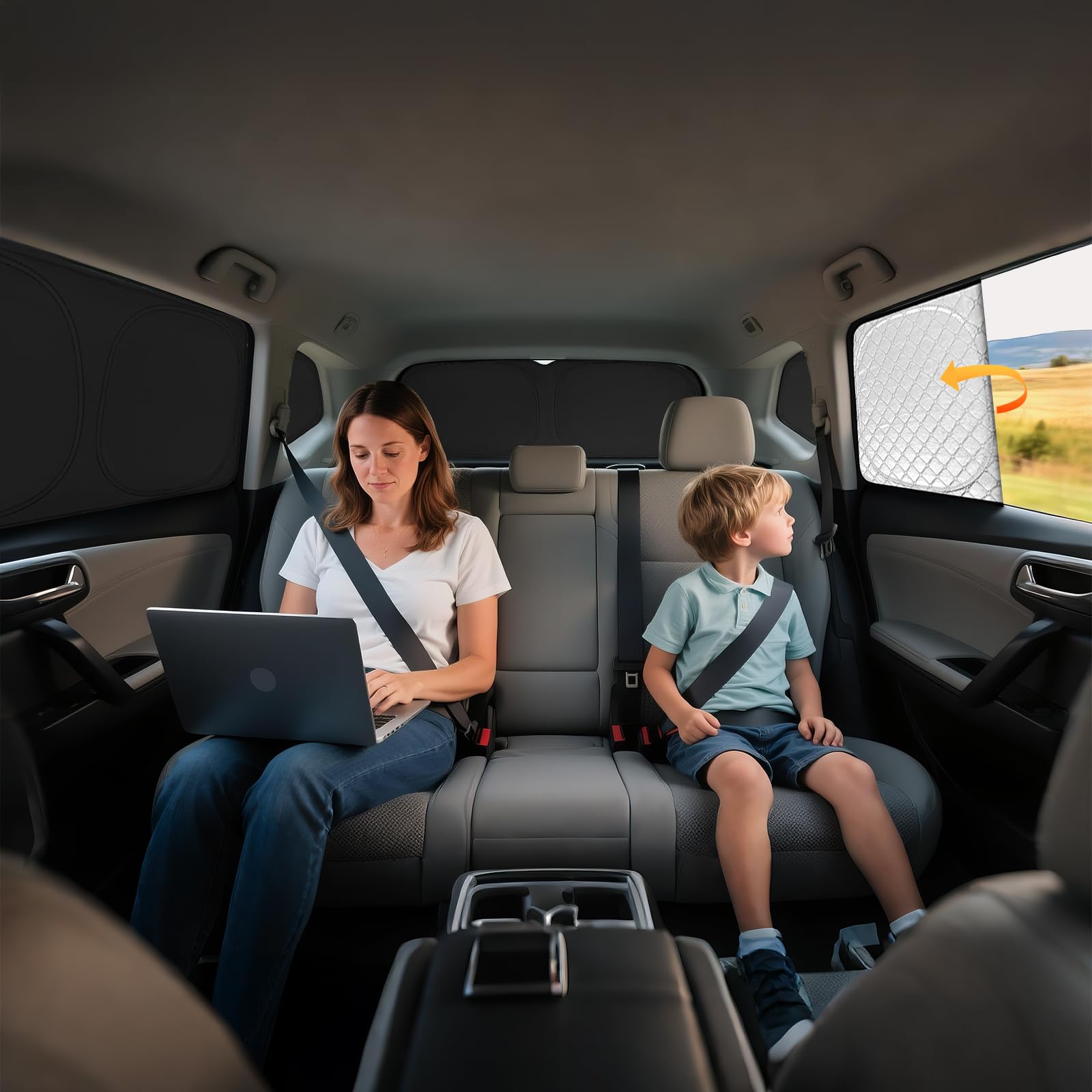 ZATOTOO Lot complet de pare-soleil de fenêtre de voiture pour Toyota RAV4 2019-2024 – Ensemble complet de housses de fenêtre triangulaires avant et arrière – Protection contre les UV et l'intimité