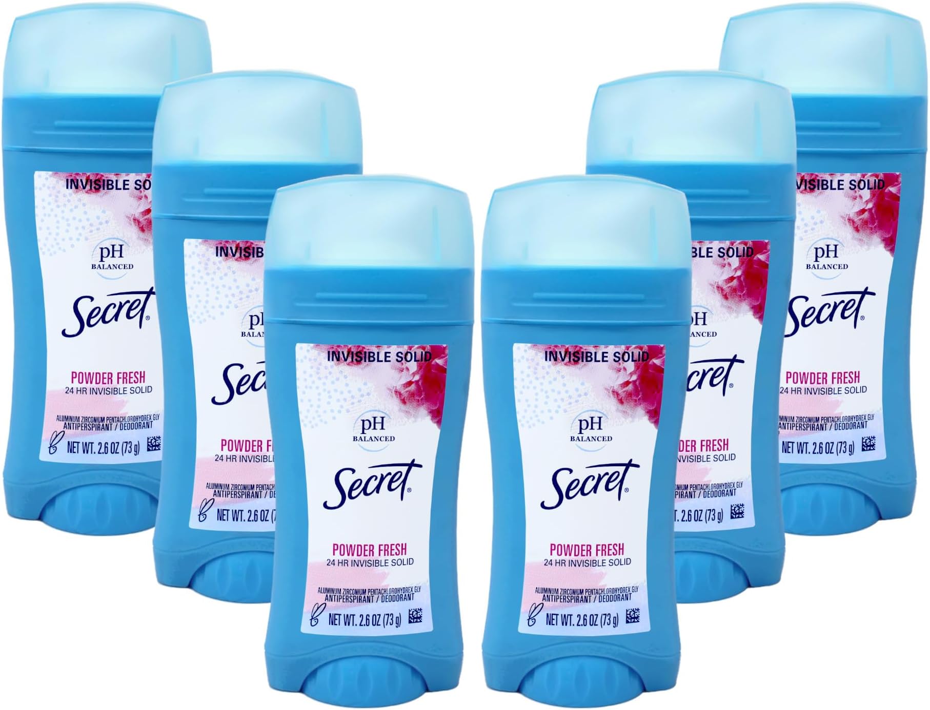 Secret Anti-Perspirant/Deodorant, Invisible Solid, Powder Fresh, 2.6 Oz, Pack of 6