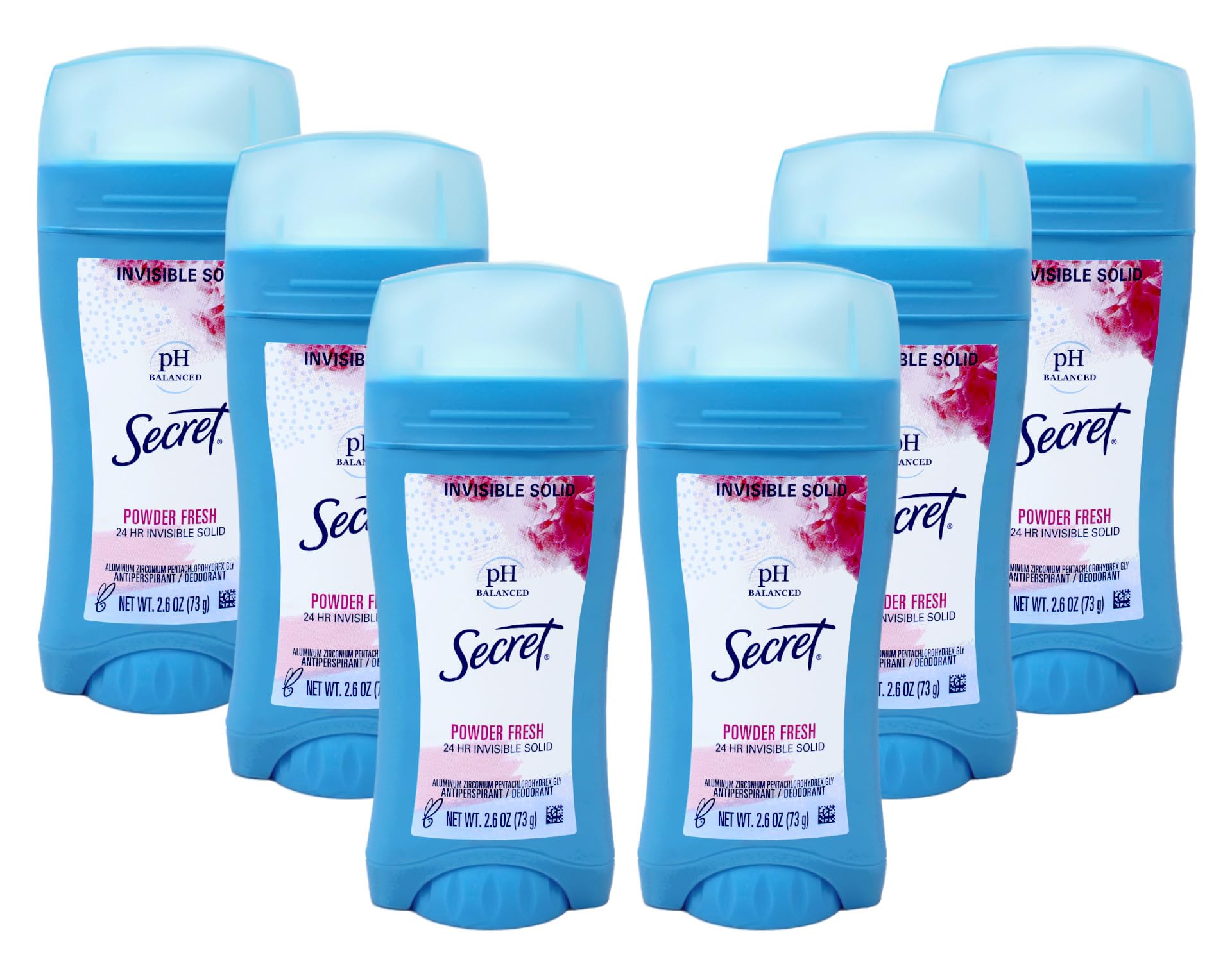 Secret Anti-Perspirant/Deodorant, Invisible Solid, Powder Fresh, 2.6 Oz, Pack of 6
