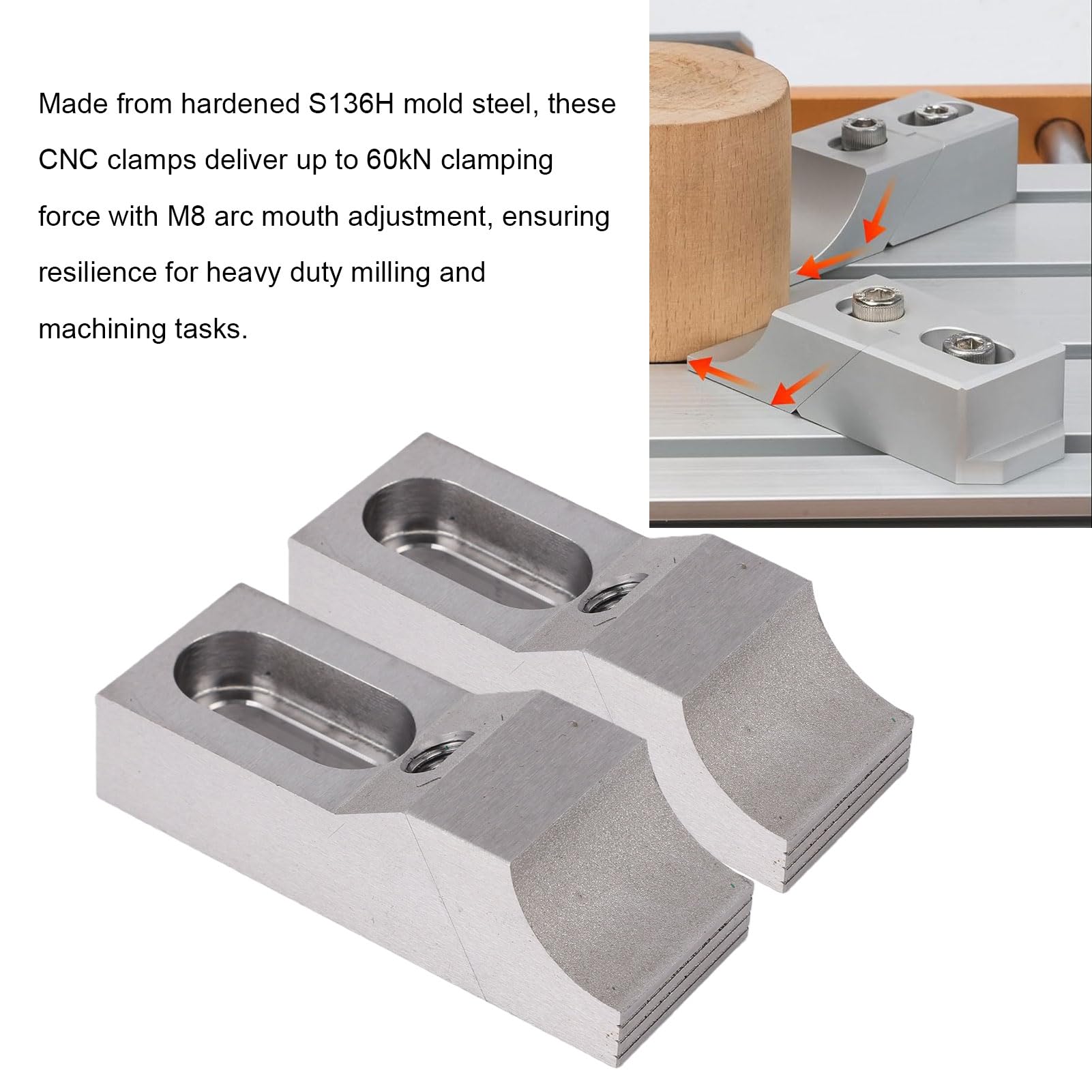 Keenso 2 szt. Niskoprofilowe Imadło Zaciskowe Boczne Wytrzymała Stal S136H do Maszyn CNC Frezowanie Uchwyt Roboczy 68x25x20mm