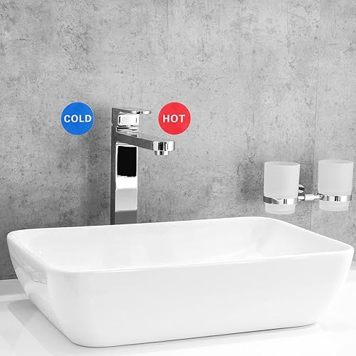 Miniatura 6 de PATIKIL Etiqueta autoadhesiva para agua calientefría, paquete de 20 pares40 calcomanías acrílicas redondas para fregaderos de grifos, rojoblanco,