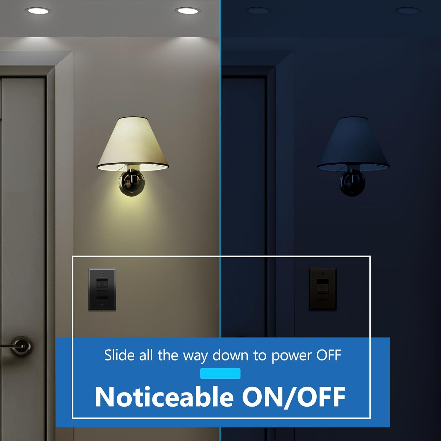 Interruptor Dimerizable 2 Vías De 200W - Mate Azul, Sin Tornillos, Para LED Y Luces Tradicionales
