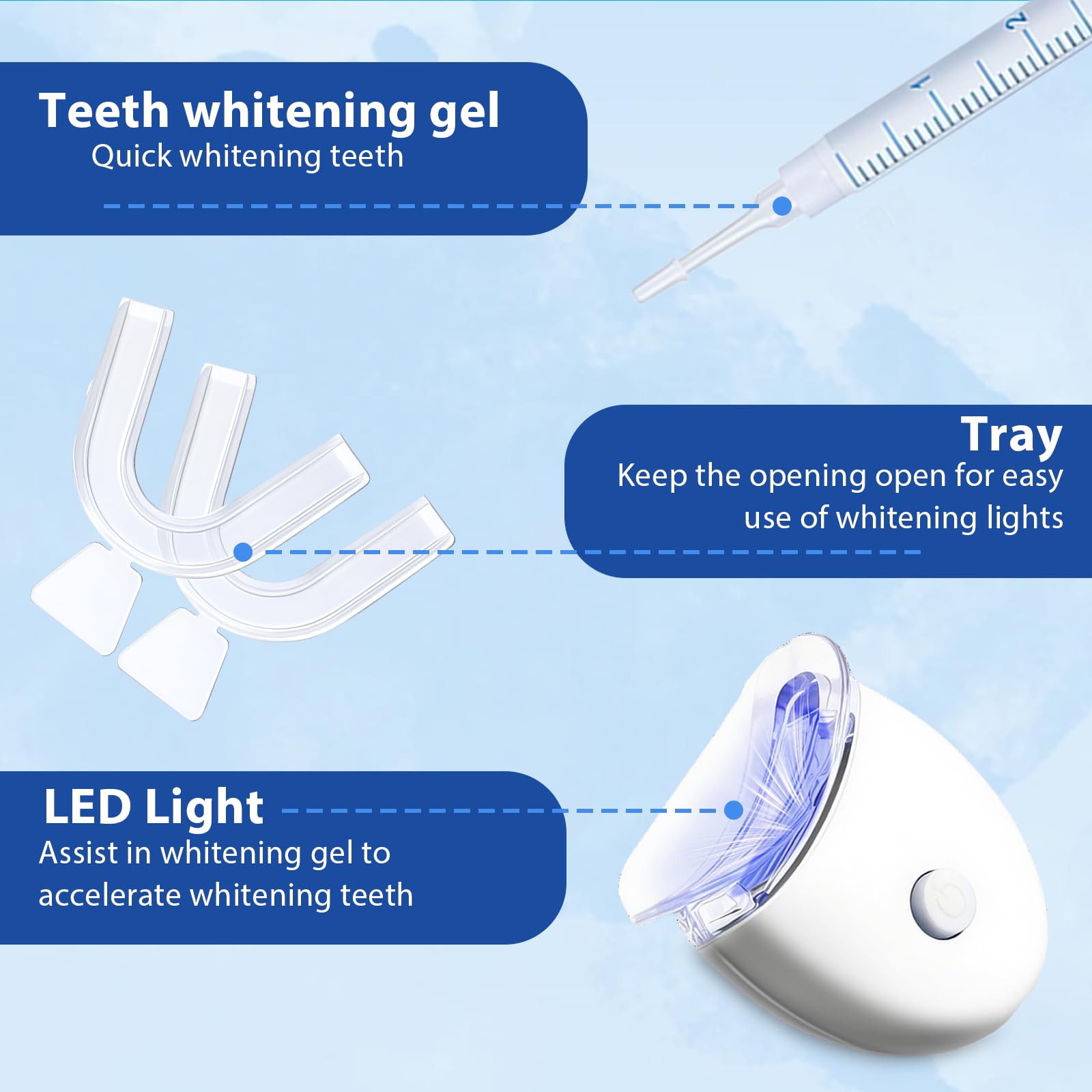 Kit Sbiancante Denti Professionale,10 pcs Gel sbiancante,Rapido sbiancamento dei denti a Casa,Efficace Ridurre Macchie Profonde per illuminare il sorriso,con applicazione semplice