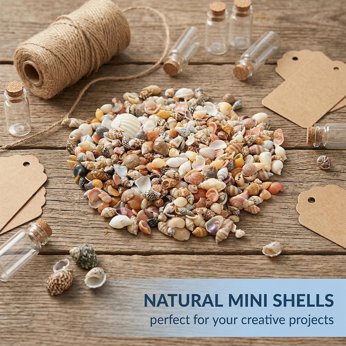Mini Coquillages Naturels Mélangés, Lot d'environ 200 Pièces Non Percées pour Décoration Maison, Aquarium, Remplissage Vase & Bricolage DIY