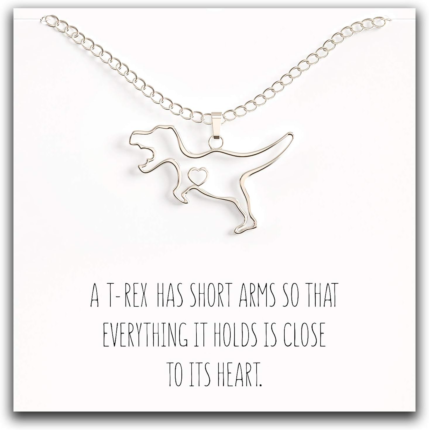 Happy Kisses Dinosaur T-Rex Necklace - Perfect T Rex Dinosaur Gift for Women and Girls – Heartfelt Trex Message Card Included - Image 5