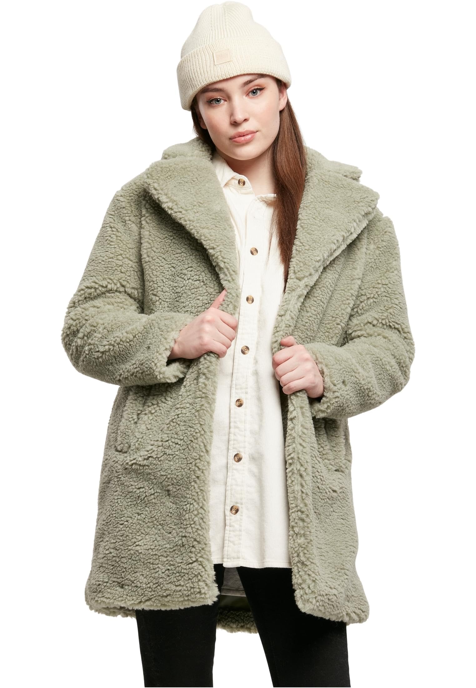 Urban Classics Women's Ladies Oversized Sherpa Coat Jacket, softsalvia, 5XL