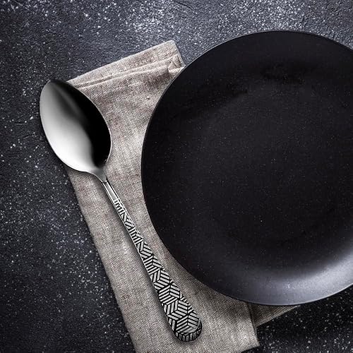 Miniatura 2 de Juego de cucharas de sopa de acero inoxidable, cucharas de comedor, cucharas negras para pulido de espejo, cucharas de mesa para el hogar, cocina,