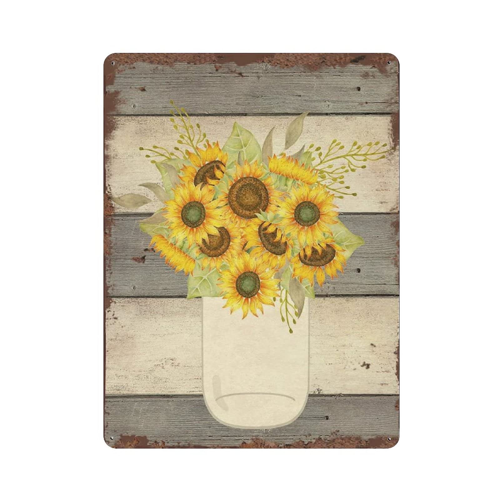 Metal Tin Sign A Bunch of Sunflower Vintage Tin Poster Metal Sign Wall Decoration Country Kitchen Home Garage Decor 16"x12"