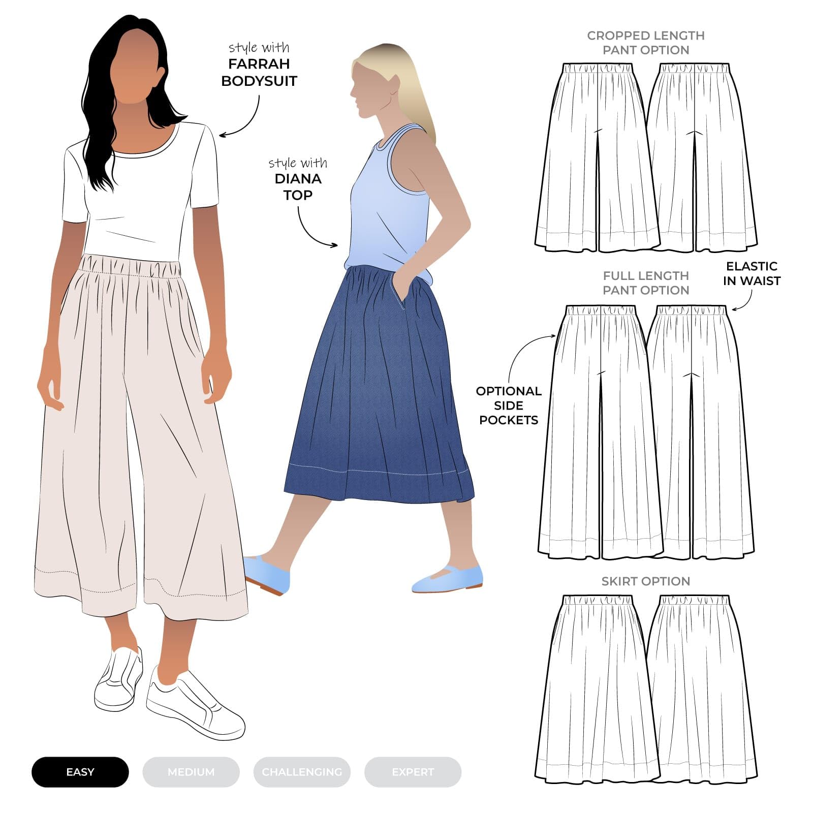 Style Arc Sewing Pattern - Rumi Woven Skirt and Pant (Sizes 10-22)