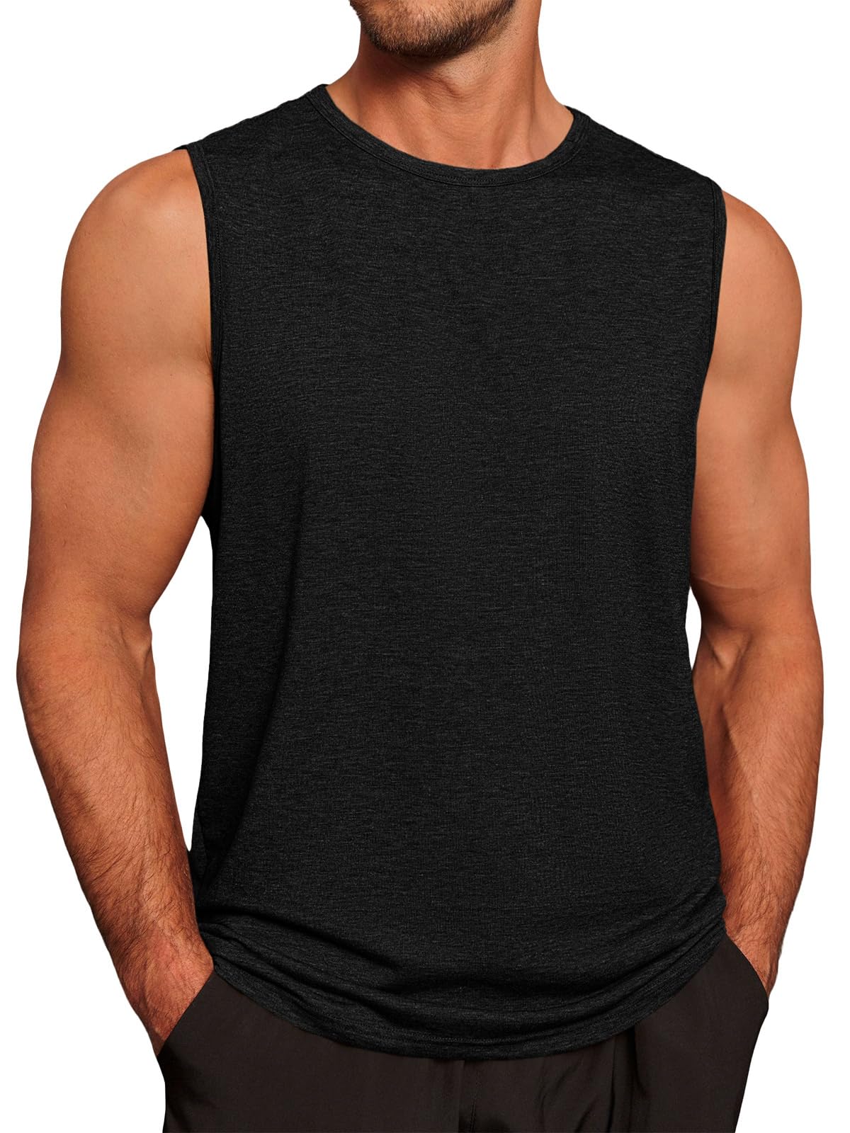 Runcati Mens Workout Tank Tops Sleeveless Gym Muscle Athletic T Shirts Casual Summer Beach Tops