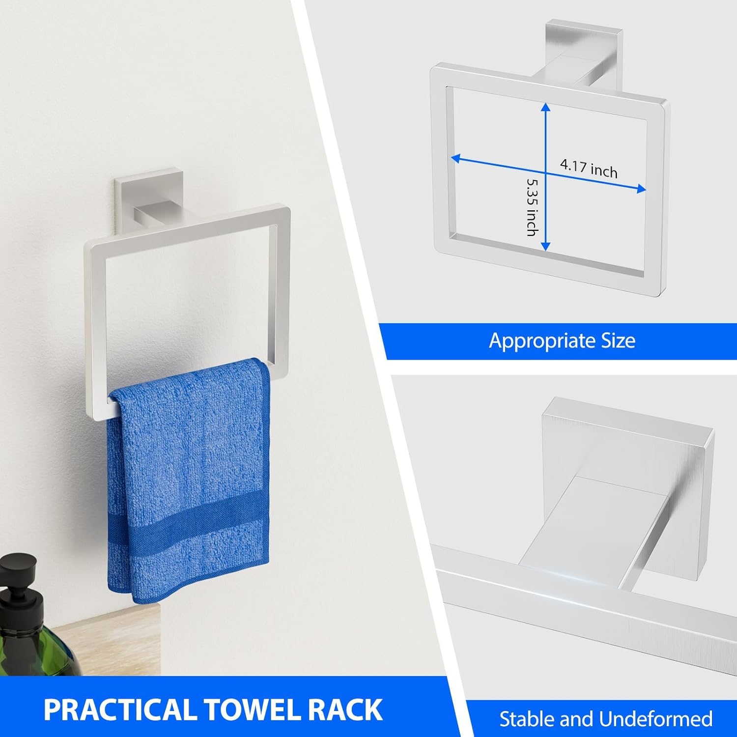 5-Pieces Bathroom Accessories Set,Towel Bar,16 Inch SUS-304 Stainless Steel Bath Towel Bar,Bathroom Hardware Set,Towel Racks for Bathroom,Wall Mounted,Brushed Nickel