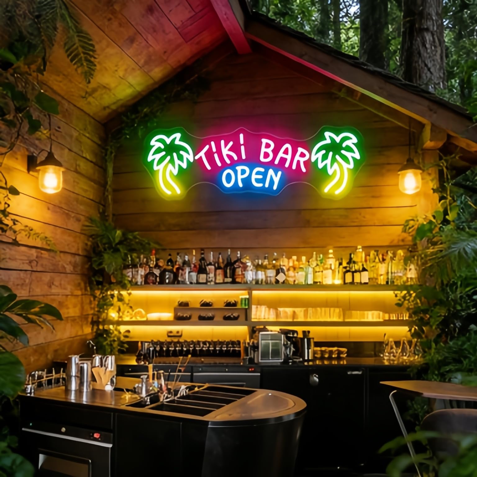 Panneau néon ouvert Tiki Bar LED Décoration pub