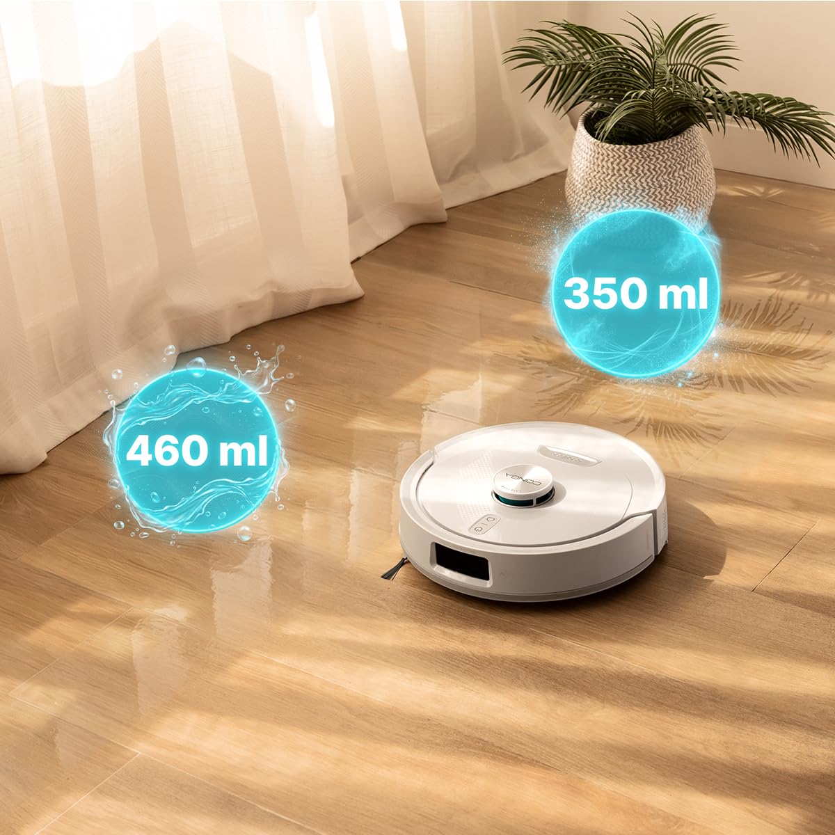 Cecotec Robot Aspirateur - Base Auto Vidange 3L - IA - 2500Pa - Conga Y90 Pearl. Autonomie 240min en Mode Éco, Brosse Silicone, Idéal Maisons avec Animaux, Bluetooth et WiFi, 2 Serpillières