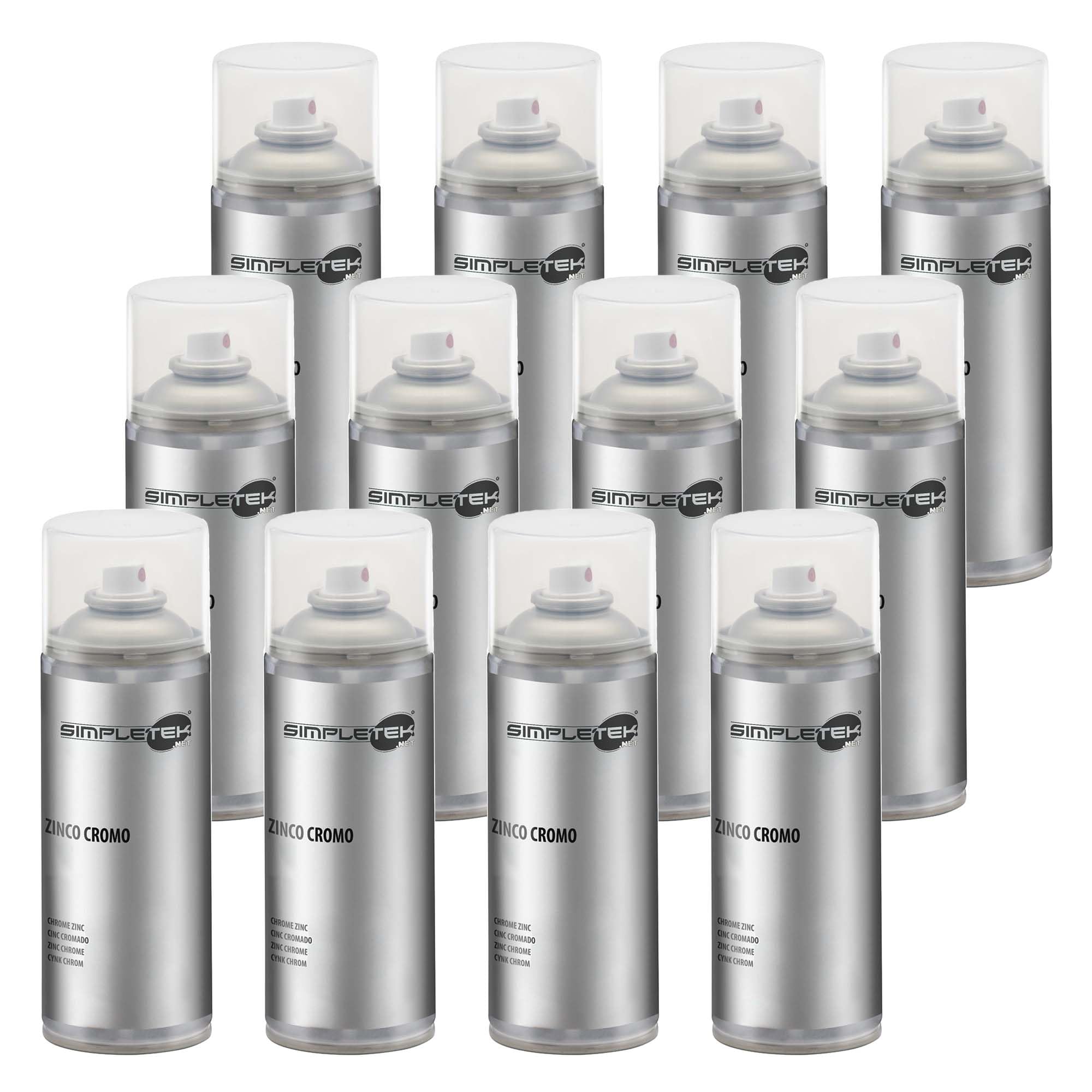 SIMPLETEK - 12X Bomboletta Spray Vernice Zincante Cromo A Freddo Per Metalli Galvanica Protegge Dall'Ossidazione 400 ml (12 pezzi)