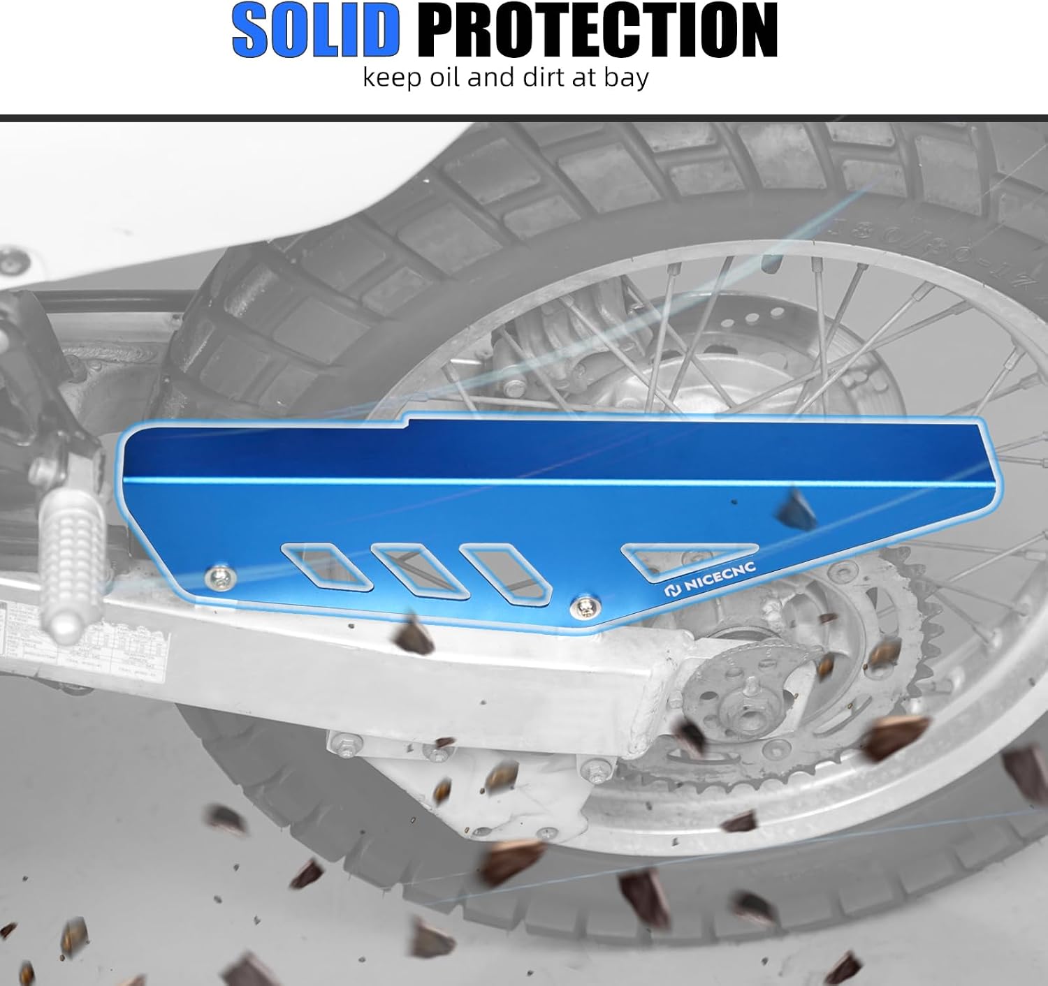 NICECNC Blue Chain Guard Protector Aluminum CNC Compatible with DR650S 1996-2024, DR650SE 1996-2019
