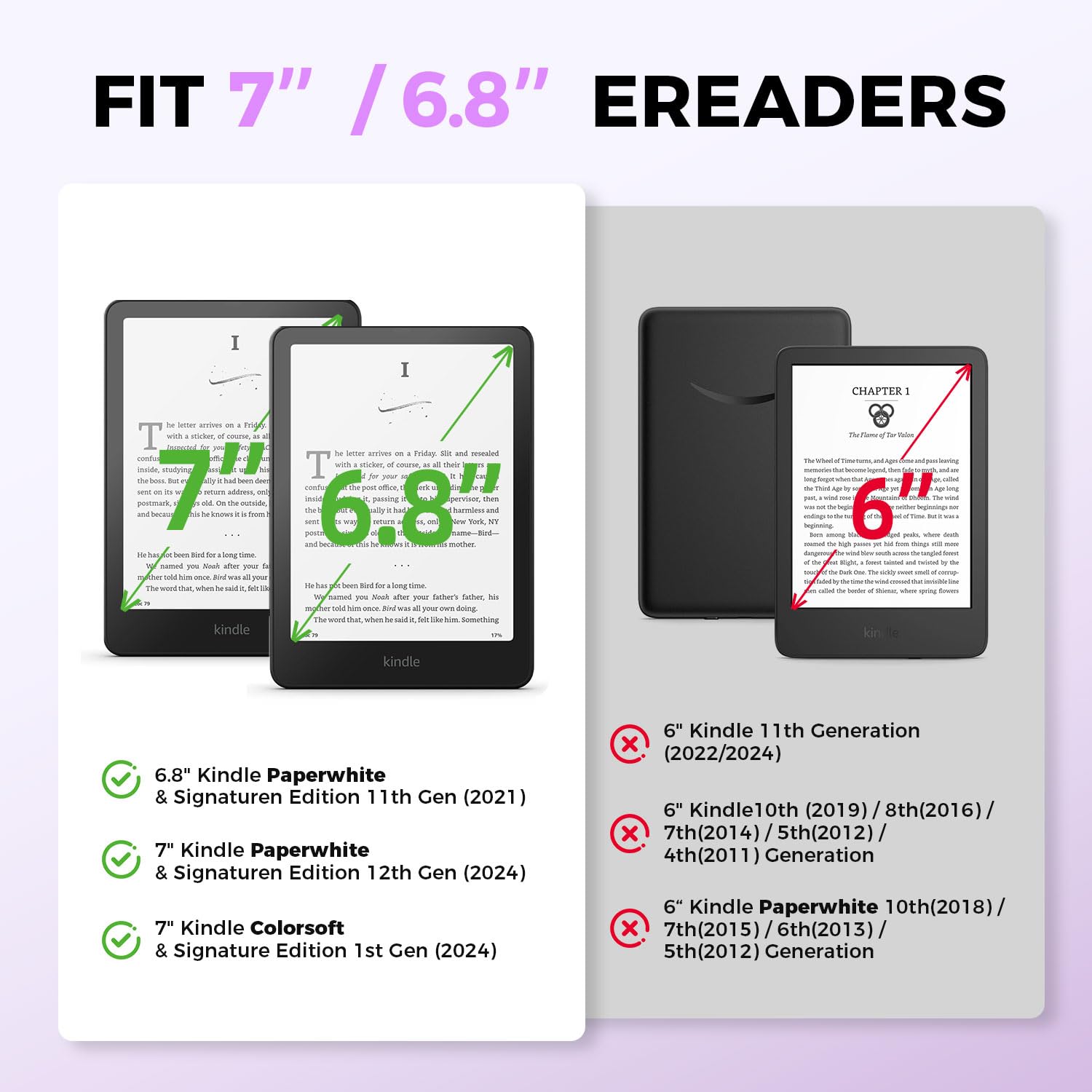 Schutzhülle für Kindle Paperwhite 17,8 cm / 17,3 cm (17,8 cm / 17,3 cm) (2024/2021 veröffentlicht) Lavendelprägung, Colorsoft Signature Edition, Standfunktion, Handschlaufe, eReader-Hülle, Zubehör