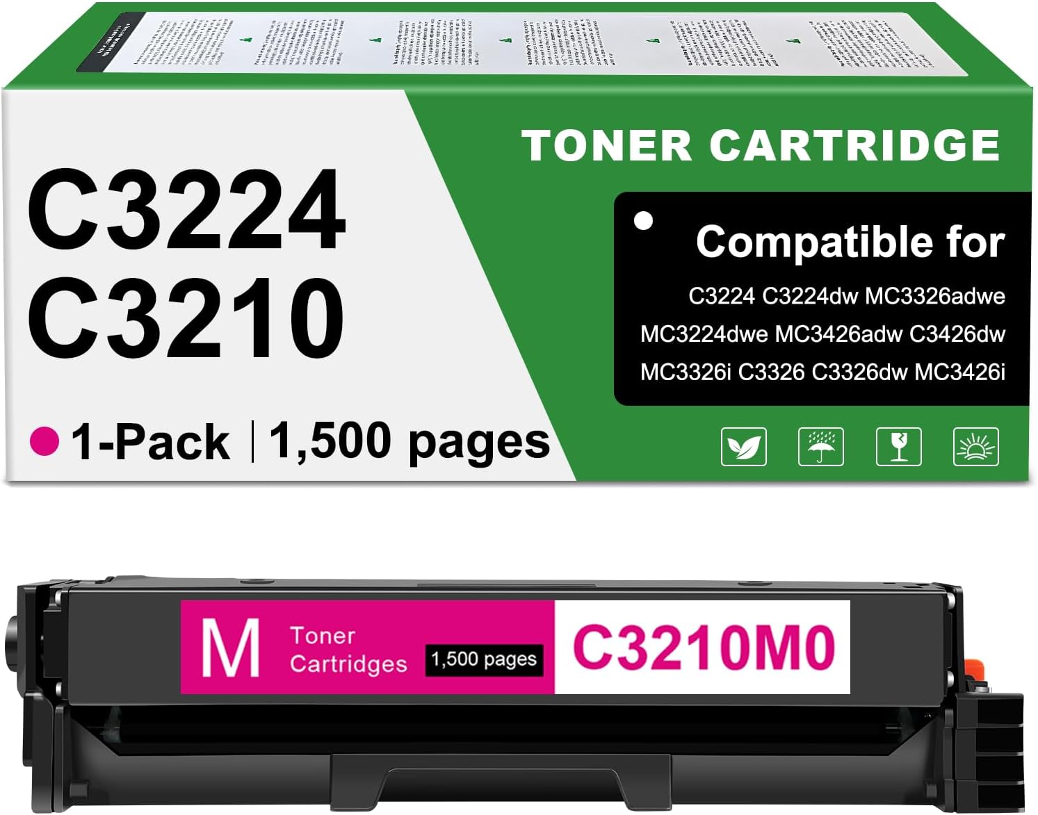 MC3224 Toner Cartridges Compatible for Lexmark C3224 C3326 Toner Cartridge C3224 Ink C3210K0 C3210C0 C3210M0 C3210Y0 for C3210 C3326 C3426 MC3224 MC3326 MC3426 Laser Printers BCYM 4 Pack