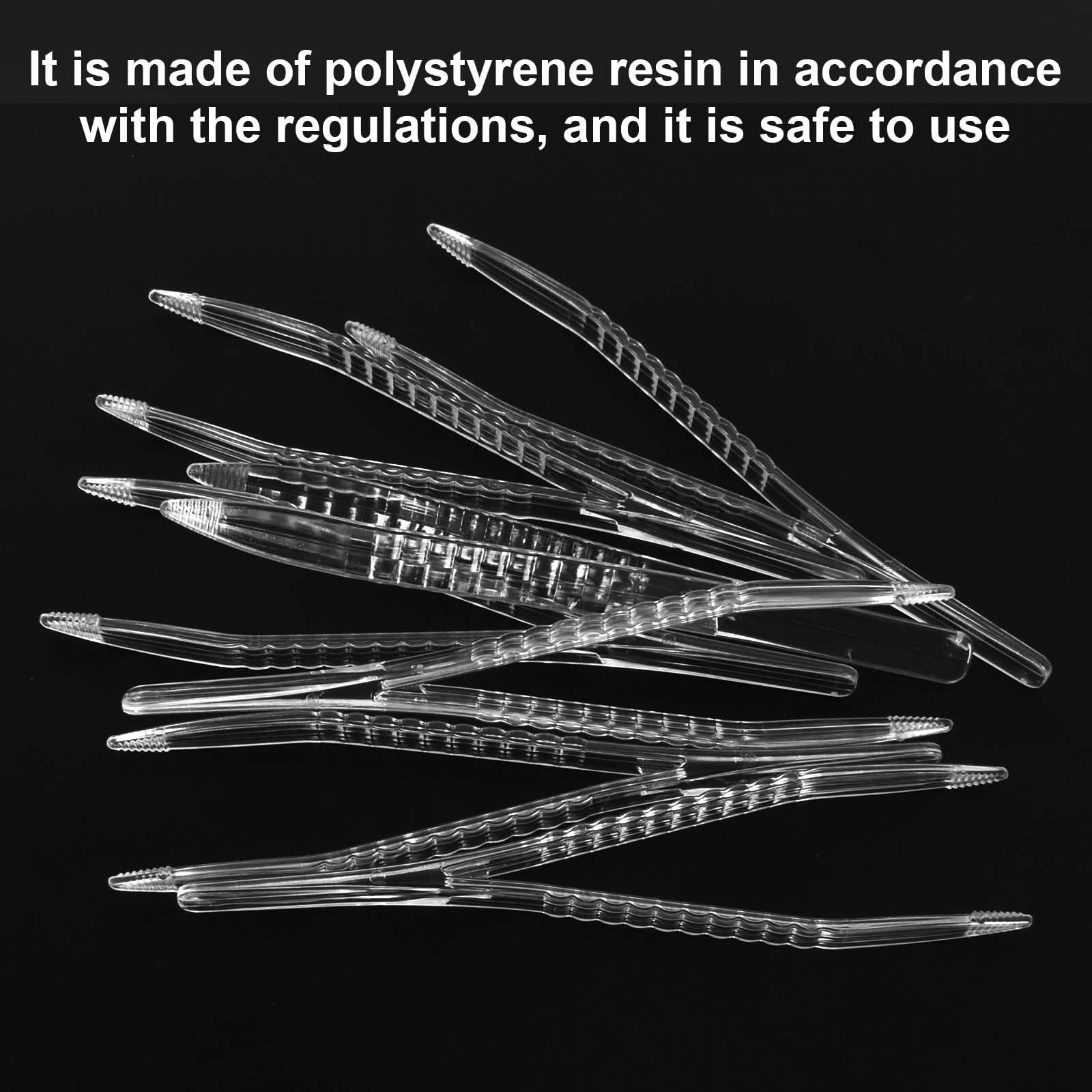 Pinzas para Garrapatas,50 Unidades Pinzas de Plástico, Pincetas de Plástico Estéril, 12.3 cm,Tick Forceps,para Manualidades, Vendas, Gasas, Laboratorio, Escuela, Ciencias Elementales