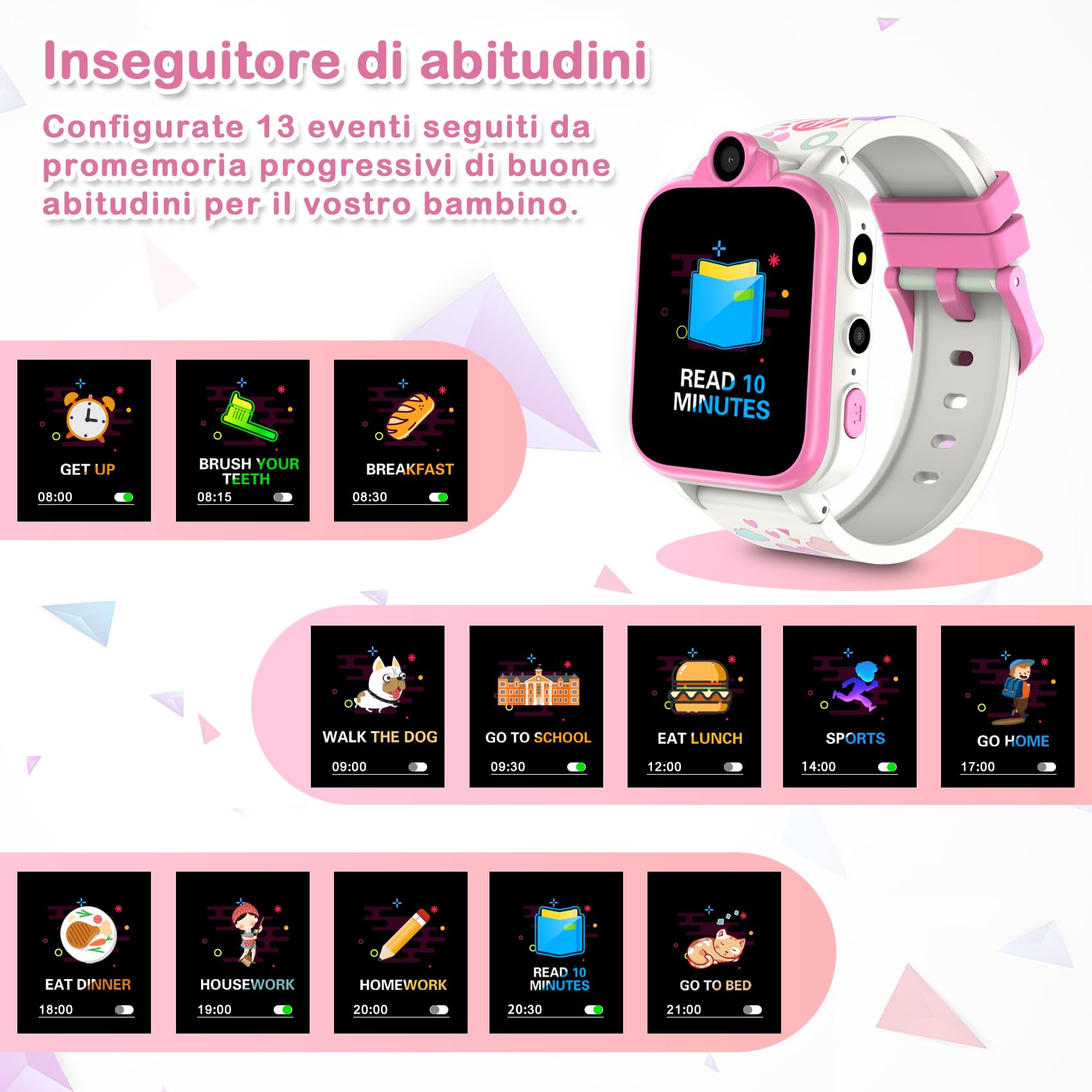 IOWODO Smartwatch per Bambini con Chiamata, 2G SIM con Fotocamera SOS Watch Integrato Nella Scheda SD, 18 Giochi Puzzle Allarmi per Bambini Smart Watch per Ragazzi Ragazze 3-12Y