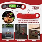 AWLKIM Digital Meat Thermometer 2 Pack Instant Read for BBQ | Waterproof IP67 Backlit Digital Food Probe, 2-3 Sec Instant Read for Grill BBQ Oven Candy Baking - 2 Pack Red