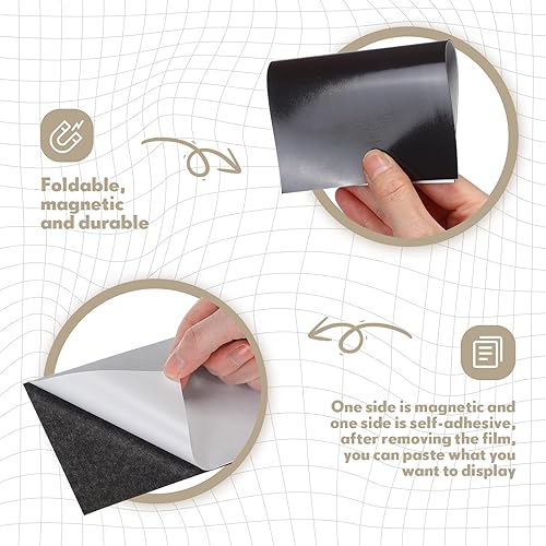 Miniatura 5 de Macarrie 200 hojas magnéticas adhesivas de 4 x 6 pulgadas, imanes flexibles para imágenes, hojas magnéticas cortables con respaldo adhesivo para