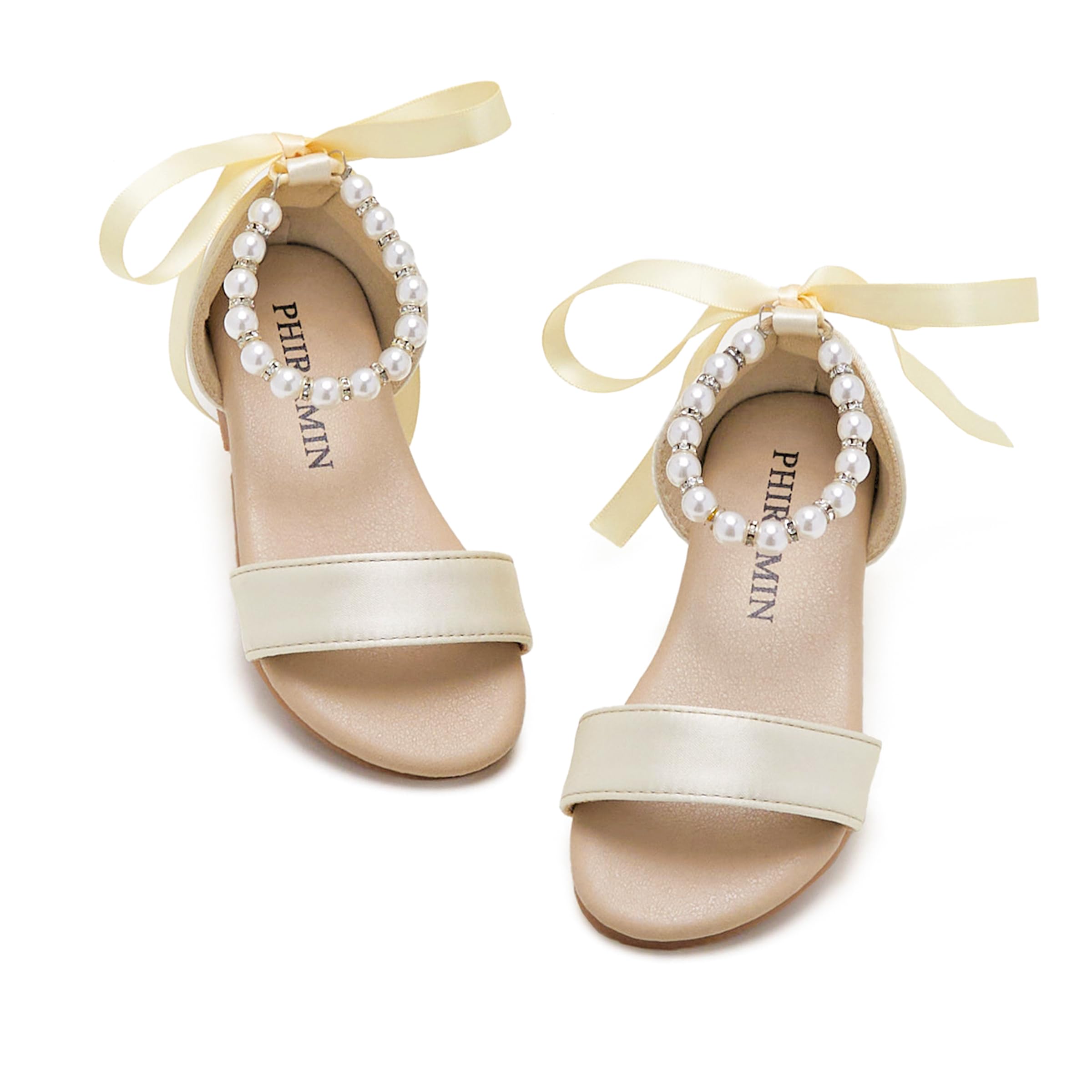 PHIRAMIN Toddler Girl Sandals - Flower Girl Summer Dress Shoes Open Toe Little Kid Wedding Party