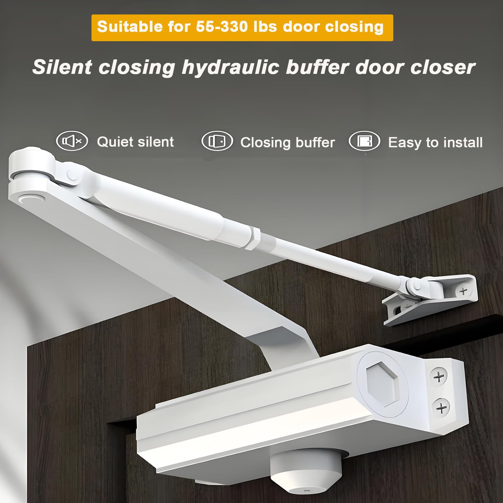 Cierrapuertas Hidráulico Con Resorte,cierre Automático180° Con Acabadoaluminio,rebote Automático Y 2velocidadesajustables,para Puertas25-150kg,fácil Instalar,amortiguador Silencioso Y Resistente