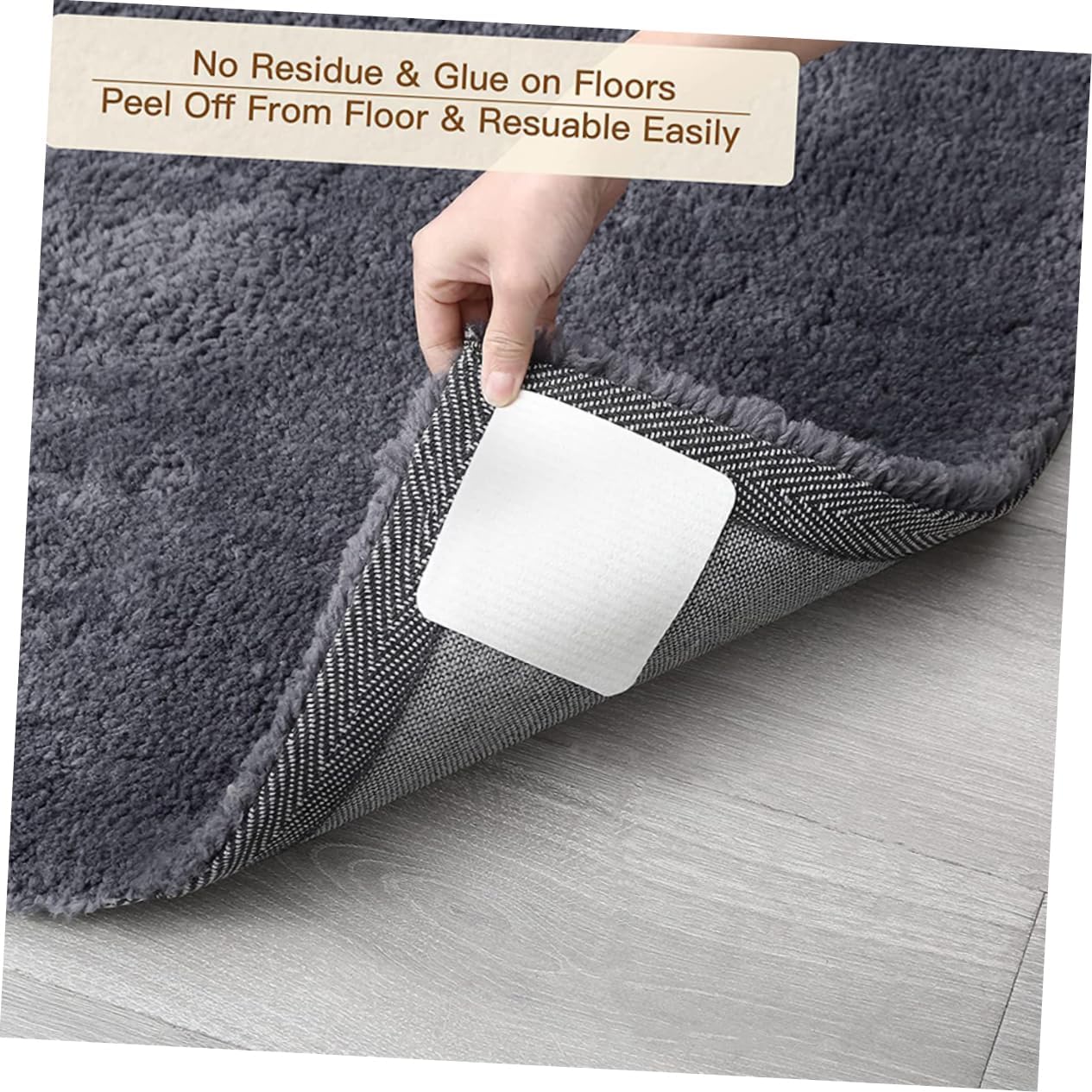 12pcs Anti-Slip Rug Pads for Hardwood Floors Square Carpet Grippers Heavy-Duty Adhesive Tape for Area Rugs Non-Slip Furniture Protector Suitable for Living Room and Bedroom
