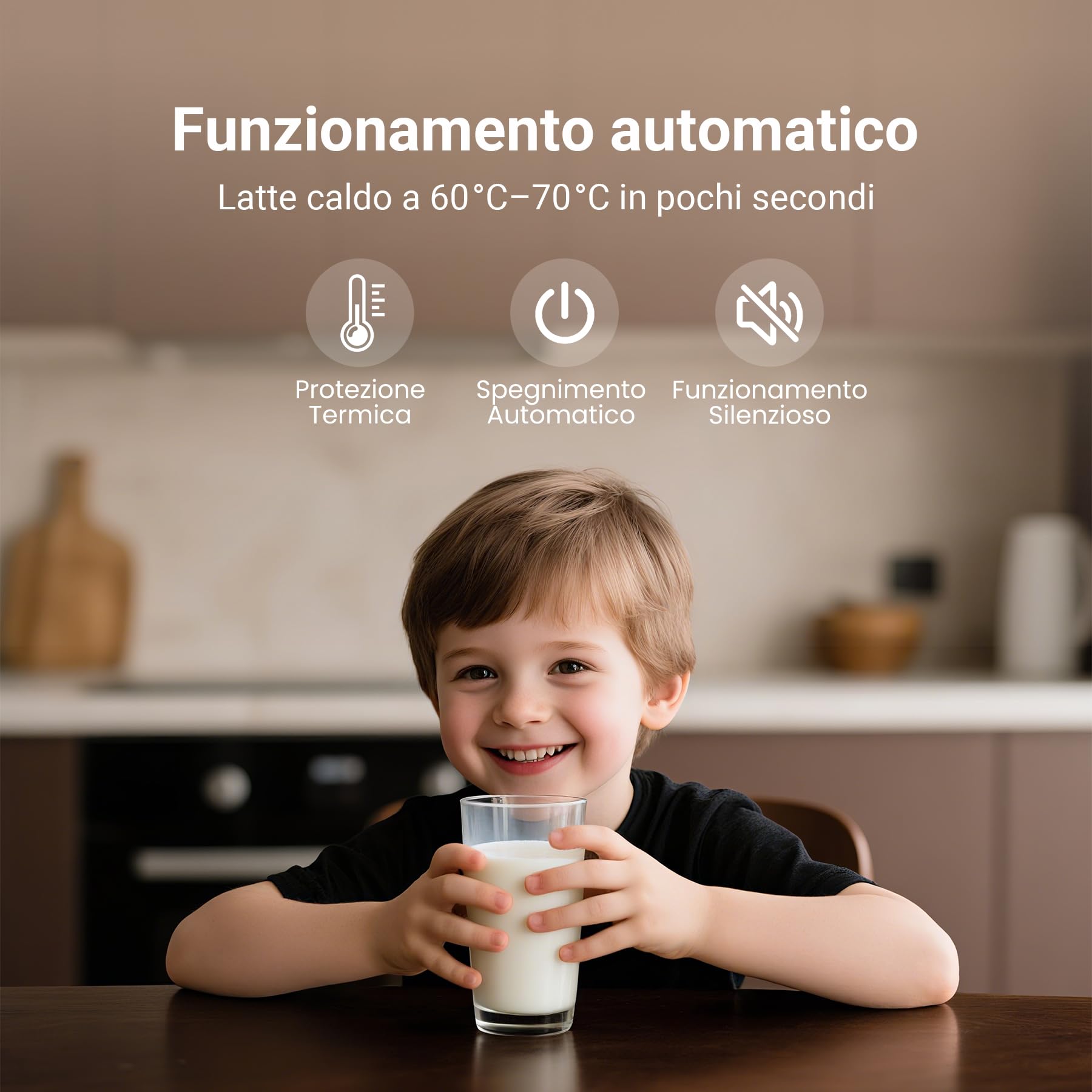 Montalatte Elettrico 4 in 1, Cappuccinatore Elettrico per Calda e Fredda, Scaldalatte in Vetro, Macchina Automatica per Caffè Latte, Cioccolata (Bianco)