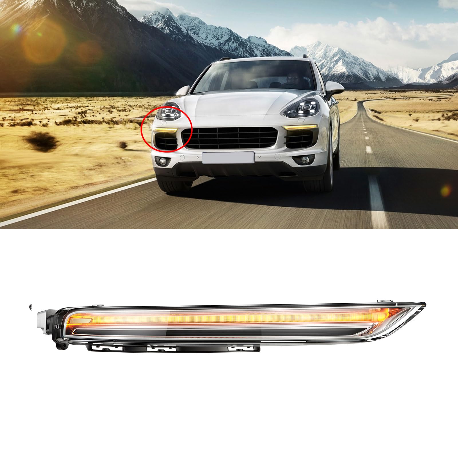 BINB ROAD LED DRL Daytime Running Lights 95863118230 Compatible with Porsche Cayenne 2015-2017,Right Passenger Side