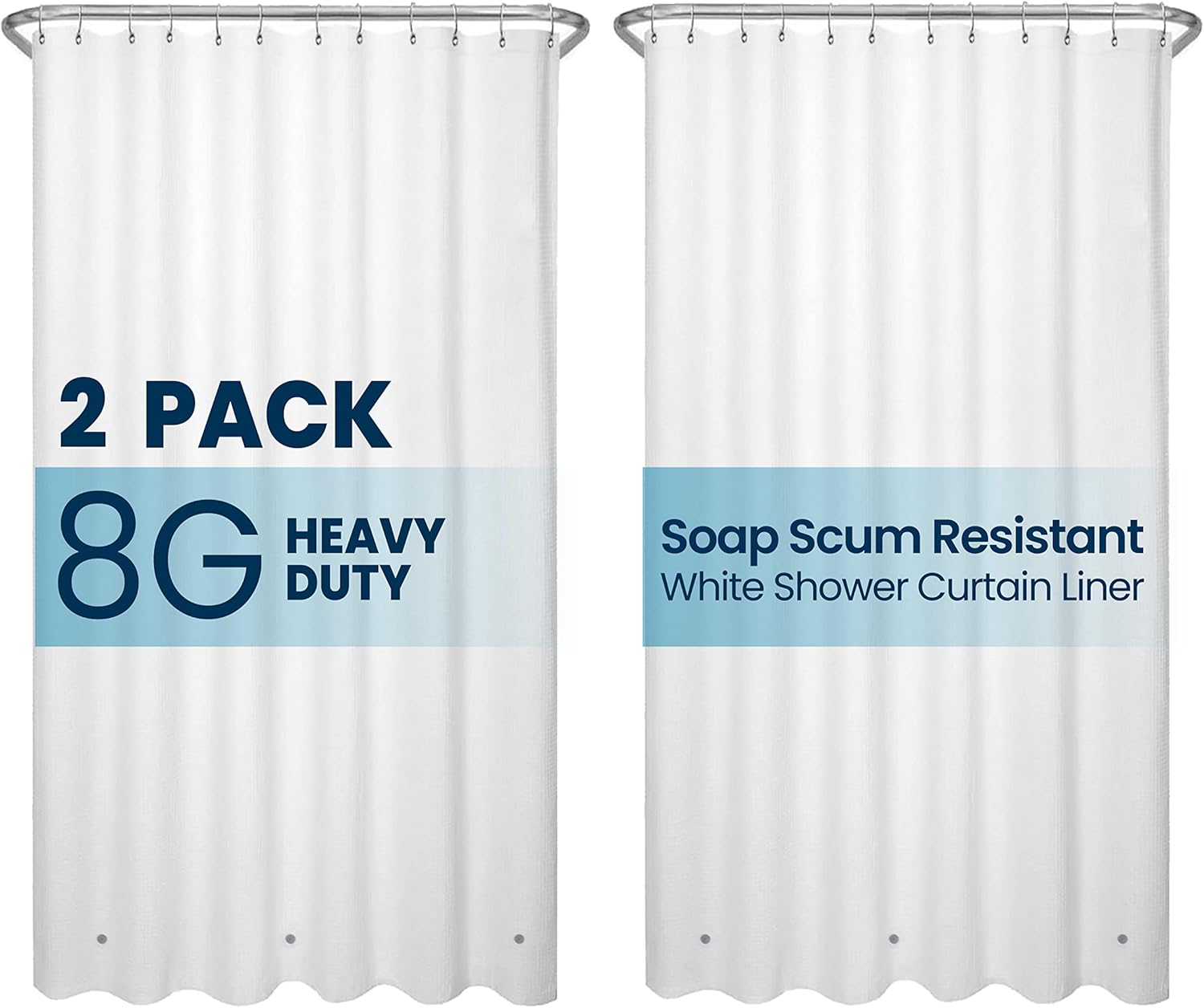 LiBa Shower Curtain Liner 2 Pack Waterproof Plastic Shower Curtain Premium PEVA Non