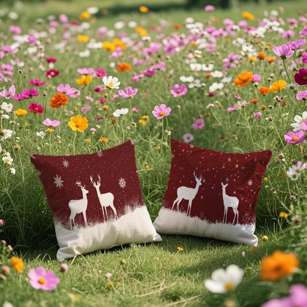 Kissenbezug 70 x 70 cm Rot Kissen Weihnachten,Sofakissen Superweicher Kopfkissenbezug Dekorative Kissenbezüge 2er Set,Kissenhülle mit ReißVerschluss Deko Kissen für Couch Wohnzimmer Schlafzimmer q481