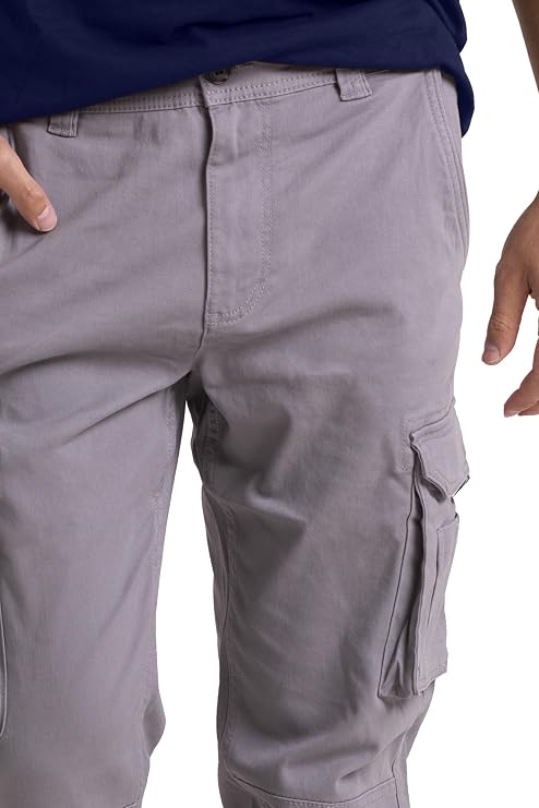 Mens Cargo Pant 100% Cotton Slim-Fit Relaxed Tactical Hiking Heavy Duty Workwear 6 Pockets Outdoor Cargo Works Pants 32W-44W