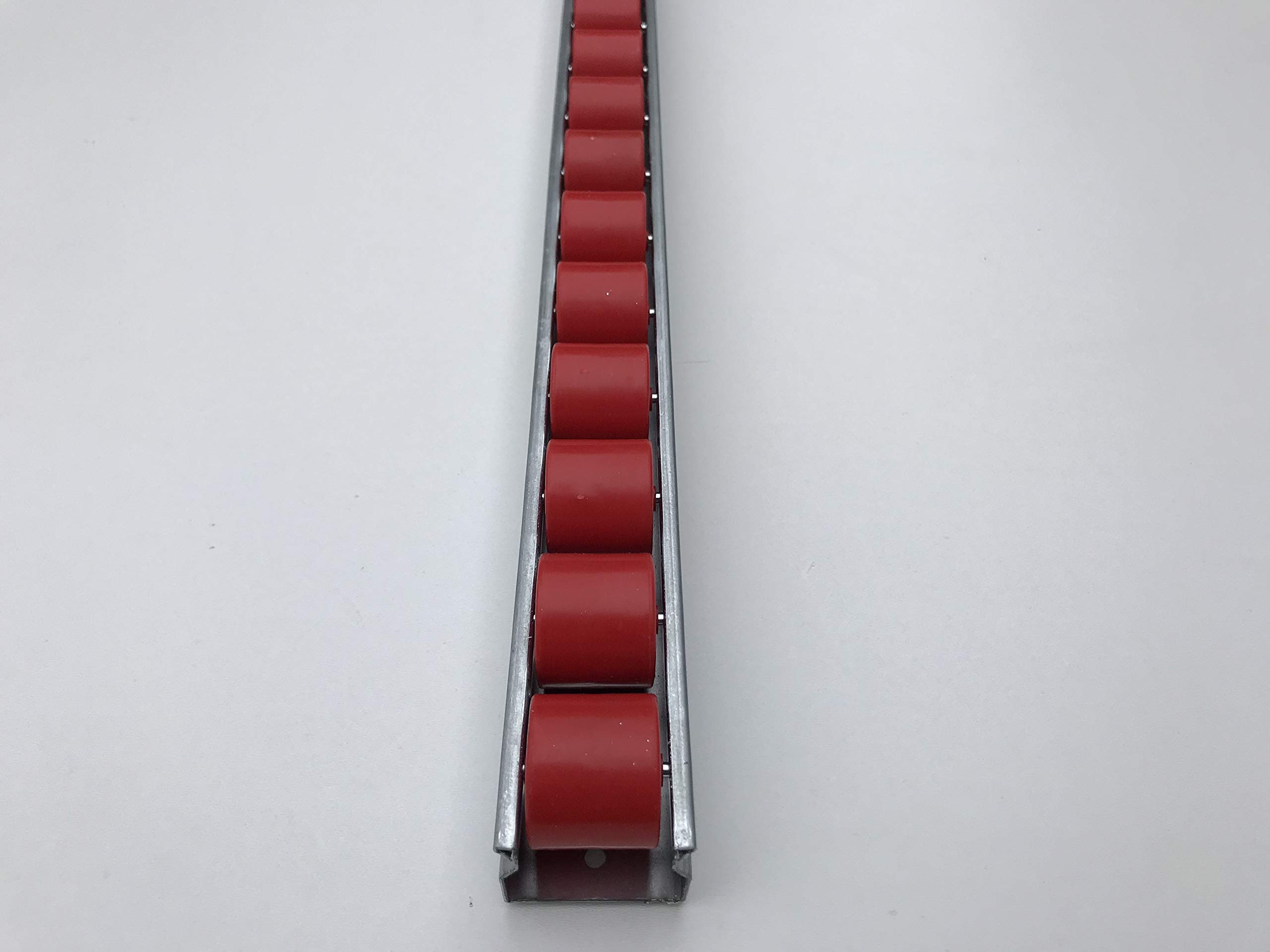 rotaia binario guida a rulli ruota con rullo trasportatore plastica Ø 28 mm rosso (lungo: 1,5 m)