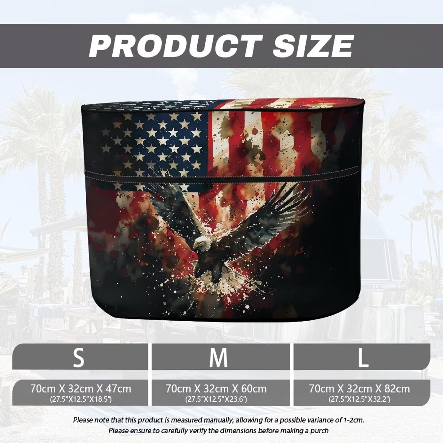 Horeset American Flag Eagle RV Propane Tank Cover Heavy Duty Waterproof Exterior Cover for RV Travel Trailer Camper with Zipper Outdoor Accessories Fits 40 LB Dual Propane Tanks