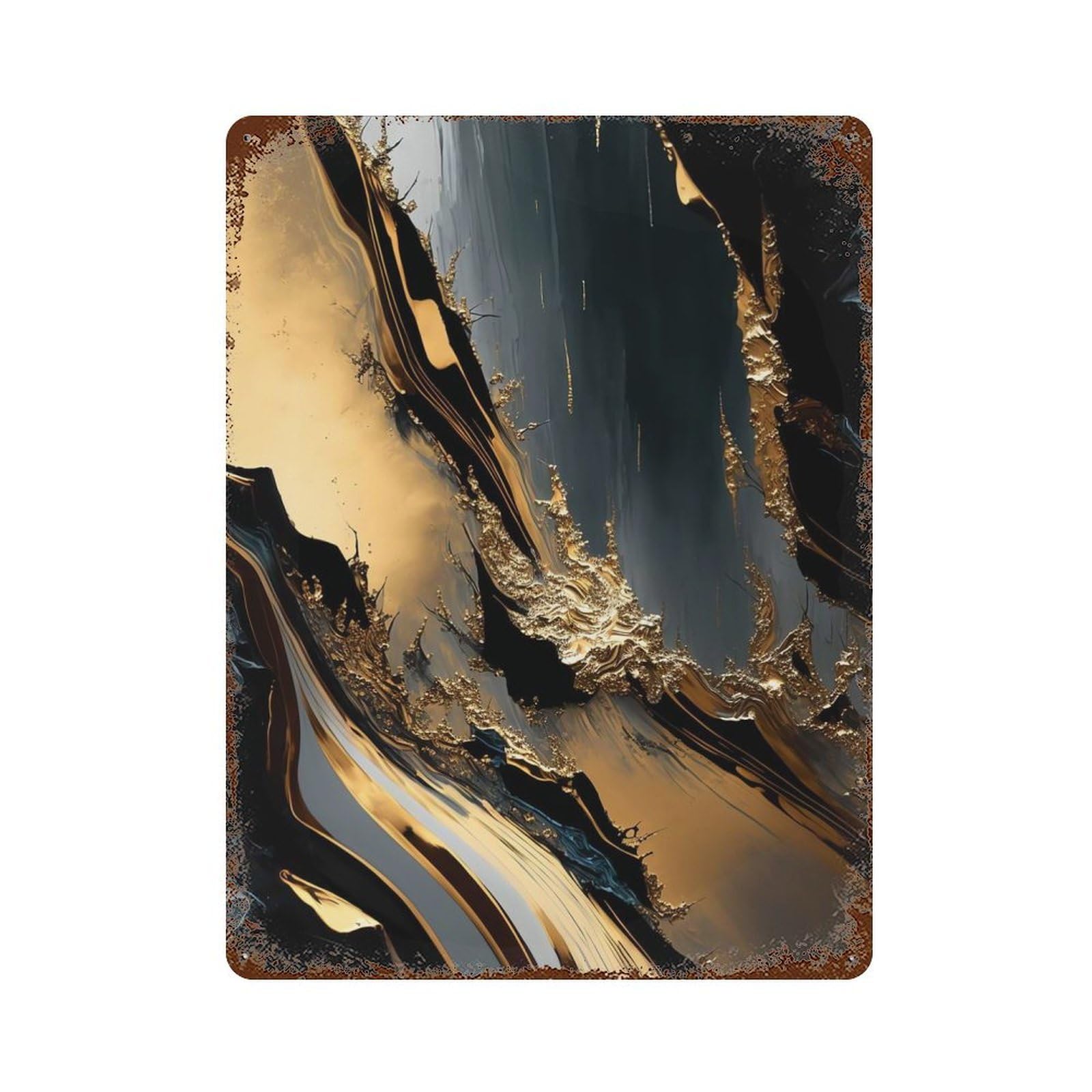 Abstract Gold Decorative Tin Sign 15.7"x11.8", Shabby Chic Decor for Garage, Pub Or Kitchen