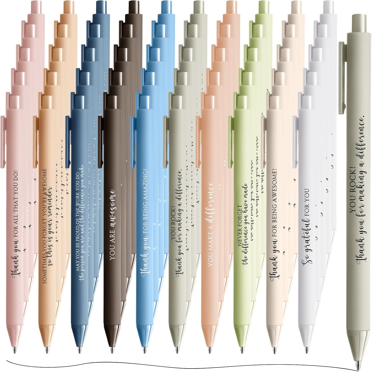 AmazingSpark 50 Pcs Employee Appreciation Pens Bulk, Pastel Colors